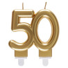 Bougie 50 ans dorée pour anniversaire ou noces d'or