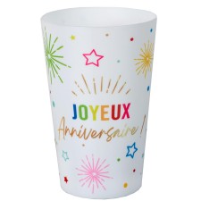 Gobelet anniversaire réutilisable arc-en-ciel