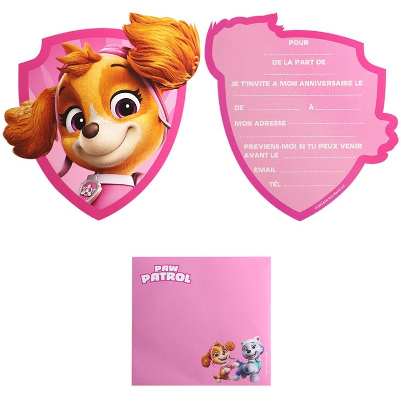 Invitation carte anniversaire Pat'Patrouille Stella rose Invitation carte anniversaire Pat'Patrouille Stella rose