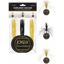 Guirlande anniversaire noir/or cascade