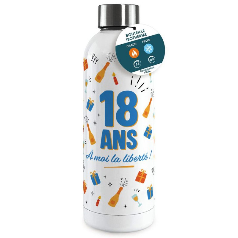 Gourde isotherme 18 ans homme anniversaire Gourde isotherme 18 ans homme anniversaire