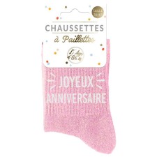 Paire de chaussettes Joyeux Anniversaire à paillettes