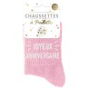 Paire de chaussettes Joyeux Anniversaire à paillettes