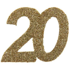 Confettis 20 ans dorés pour table d'anniversaire