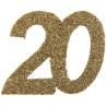 Confettis 20 ans dorés pour table d'anniversaire Confettis 20 ans dorés pour table d'anniversaire