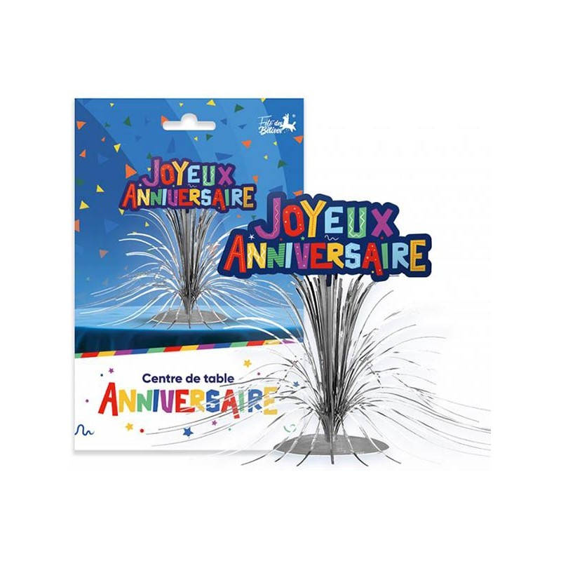 Centre de table anniversaire multicolore Centre de table anniversaire multicolore