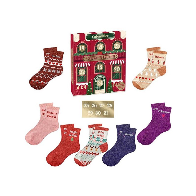 Calendrier chaussettes paillettes