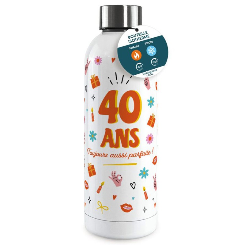 Gourde isotherme 40 ans femme anniversaire Gourde isotherme 40 ans femme anniversaire