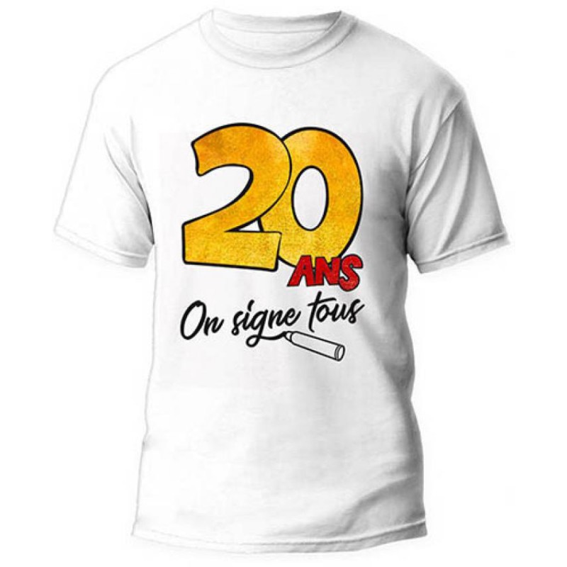 Tee-shirt 20 ans anniversaire à signer