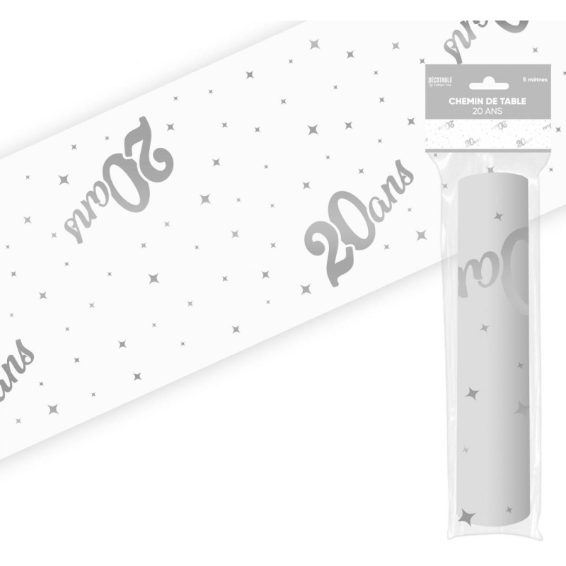 Chemin de table 20 ans anniversaire argent Chemin de table 20 ans anniversaire argent