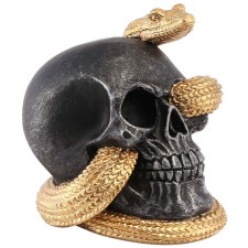 Crâne noir avec serpent doré pour décoration Halloween