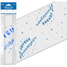 Chemin de table joyeux anniversaire bleu