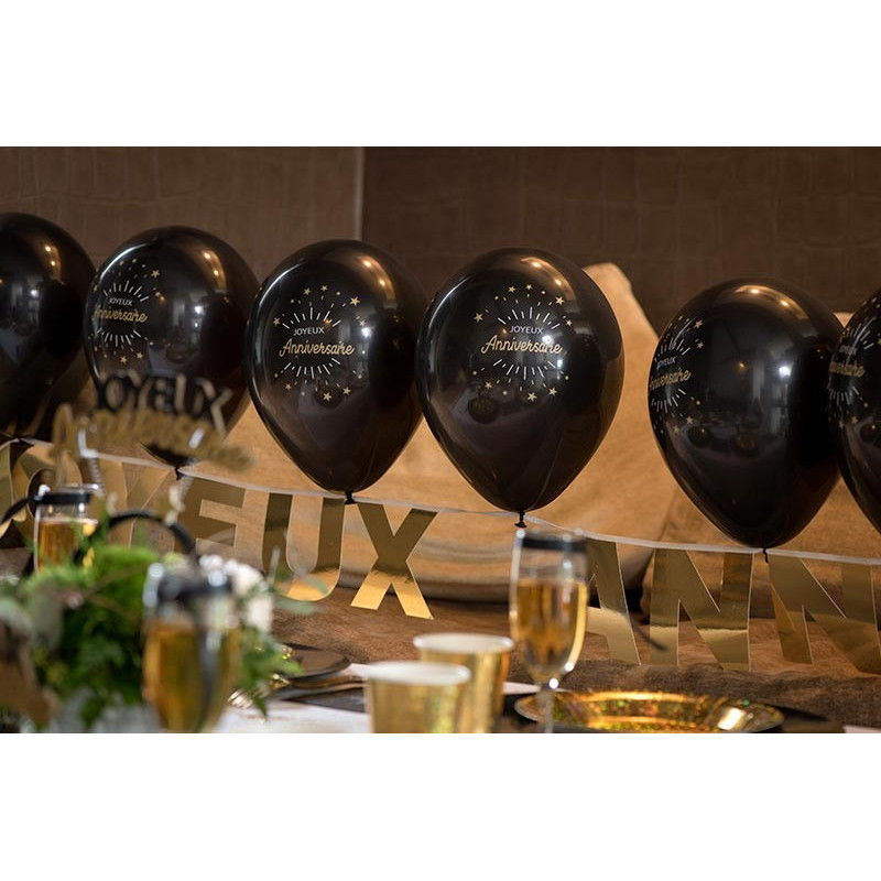 Joyeux Anniversaire Imprimé Noir Latex Ballons adultes enfants Hélium Décoration Ballon 