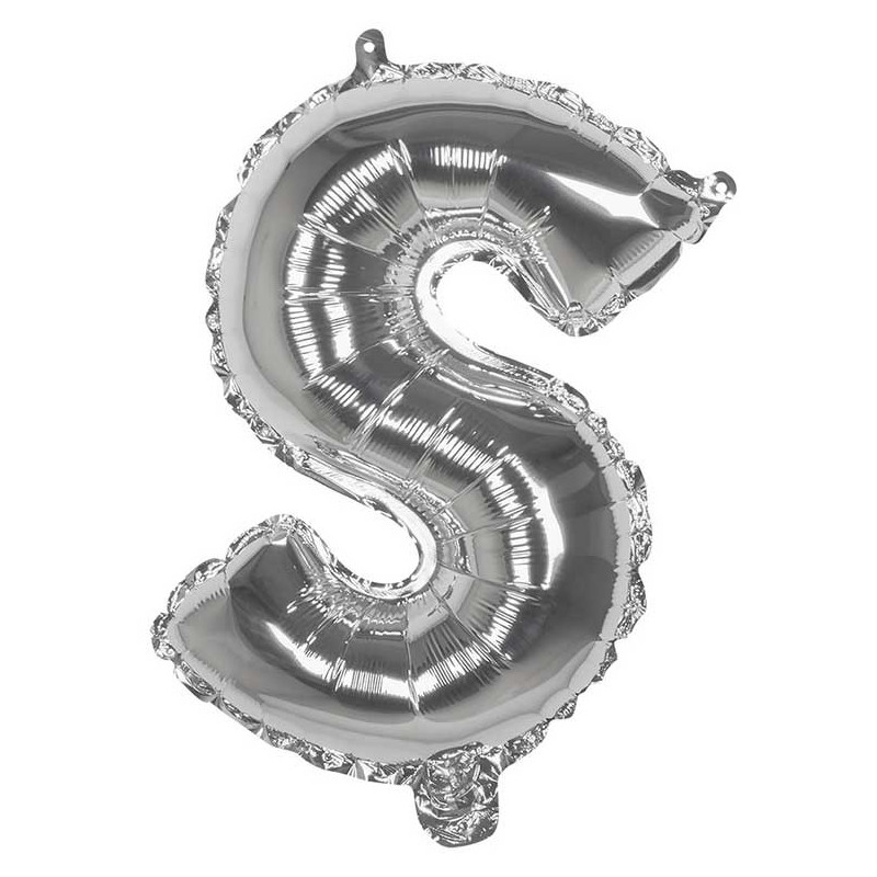 Ballon en forme de lettre S mylar couleur argent