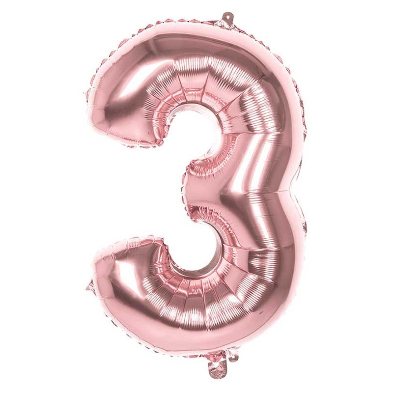 Ballon en forme de chiffre 3 rose gold en alu Ballon en forme de chiffre 3 rose gold en alu
