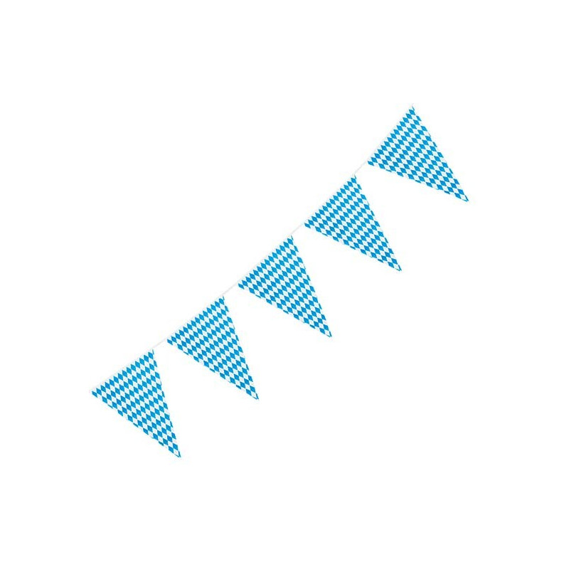 Grande guirlande à damier blanc et bleu pour la fête de la bière appelé Oktoberfest Grande guirlande à damier blanc et bleu pour la fête de la bière appelé Oktoberfest