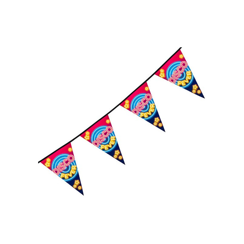 Guirlande fanion thème disco de 6 mètres Guirlande fanion thème disco de 6 mètres