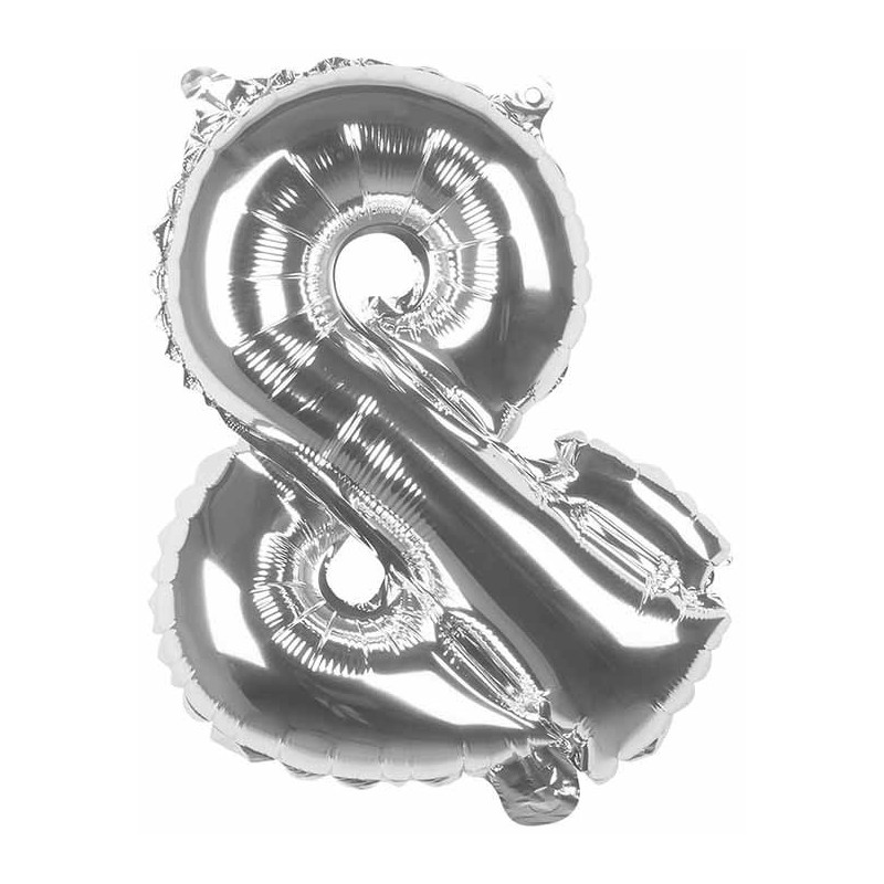 Ballon argent en forme de & couleur argent