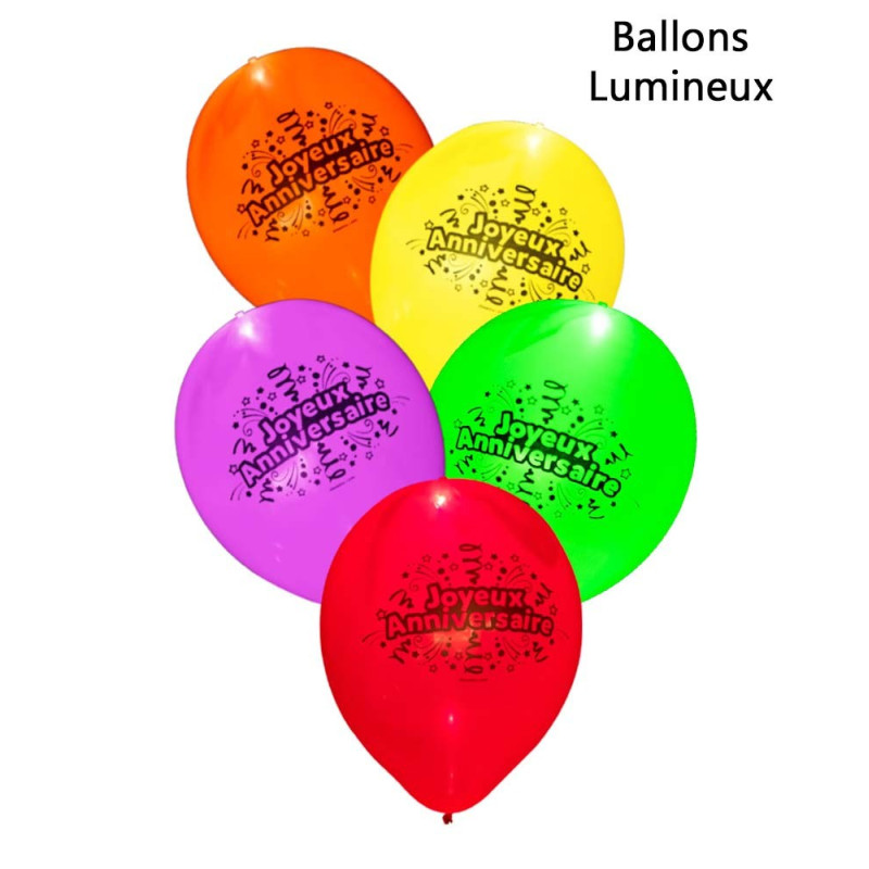 Ballon Anniversaire Lumineux à Led x5