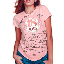 Tee-shirt rose gold 18 ans pour anniversaire avec dédicaces
