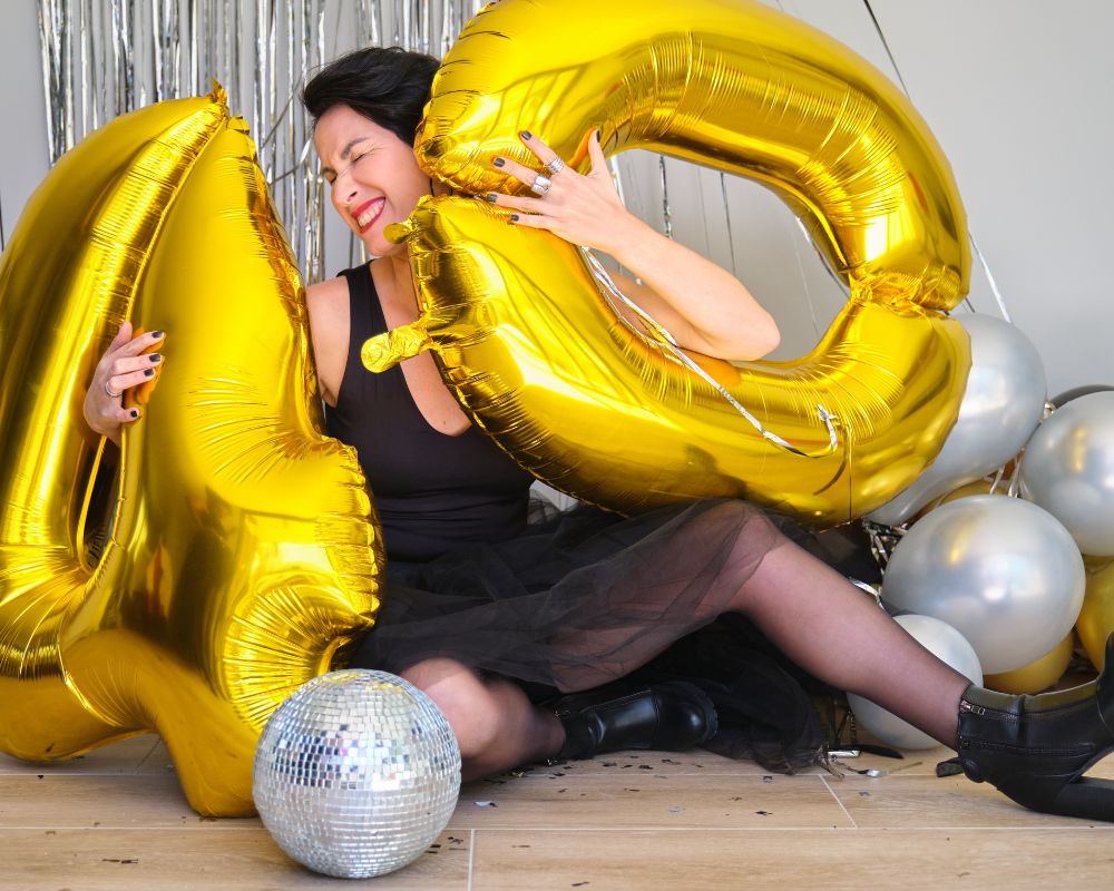 Ballons chiffres dorés pour anniversaire