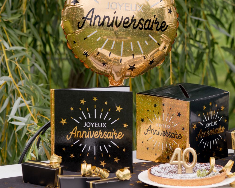 Livre d'or anniversaire chic thème noir et or